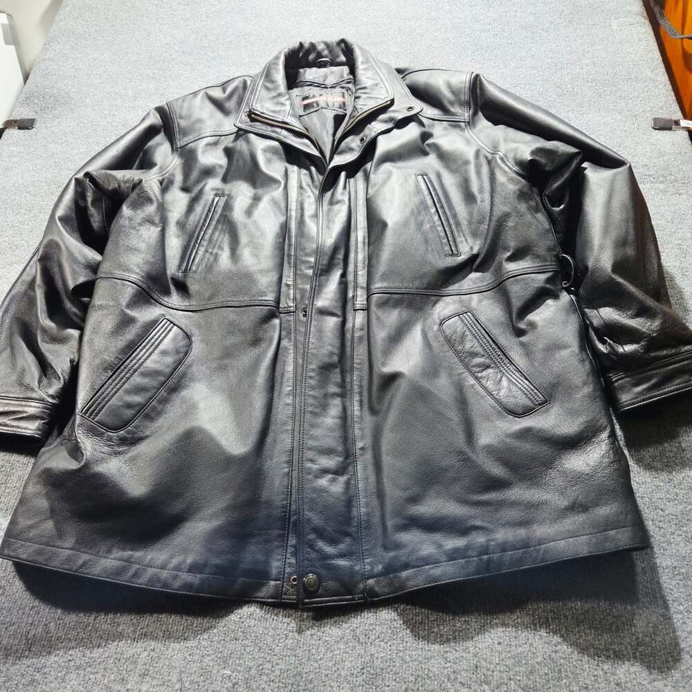 Charles Klein Leather Jacket Size 4X Black Full Zip